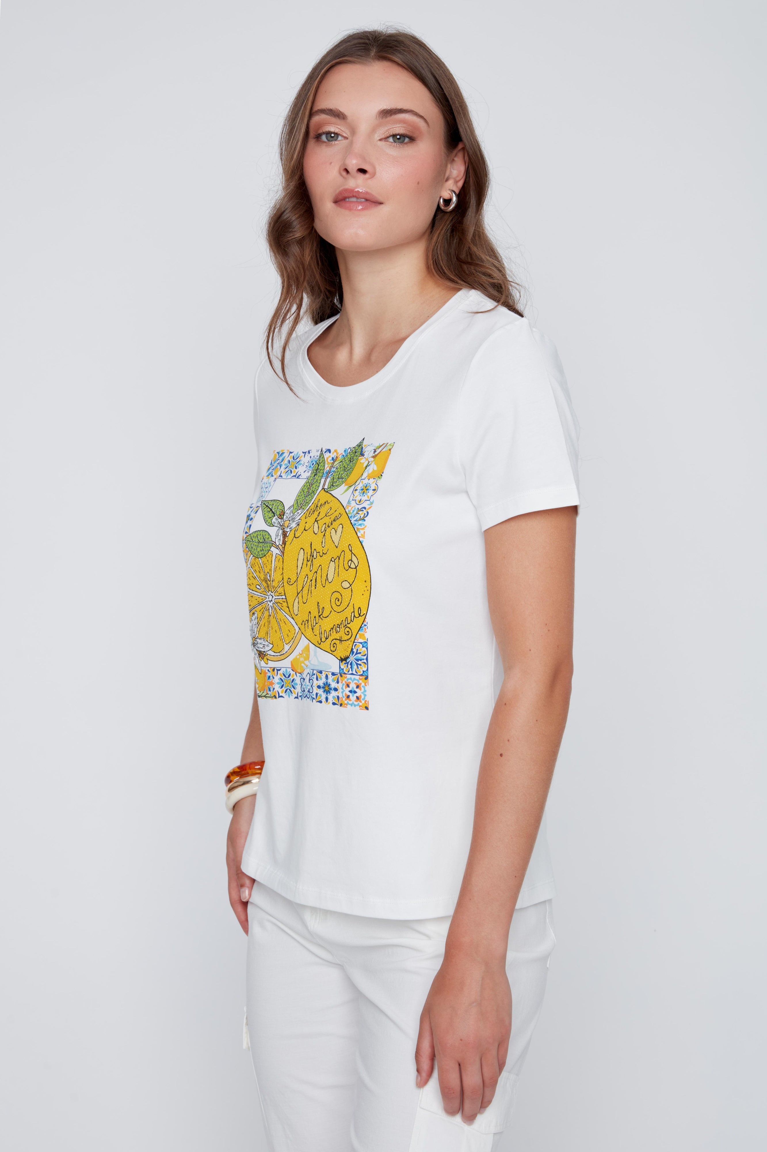 T-Shirt Col Rond Imprimé Citron