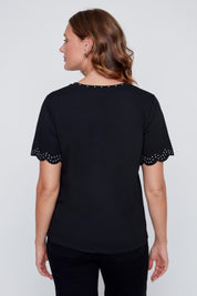 T-Shirt avec Studs aux Manches et au Col