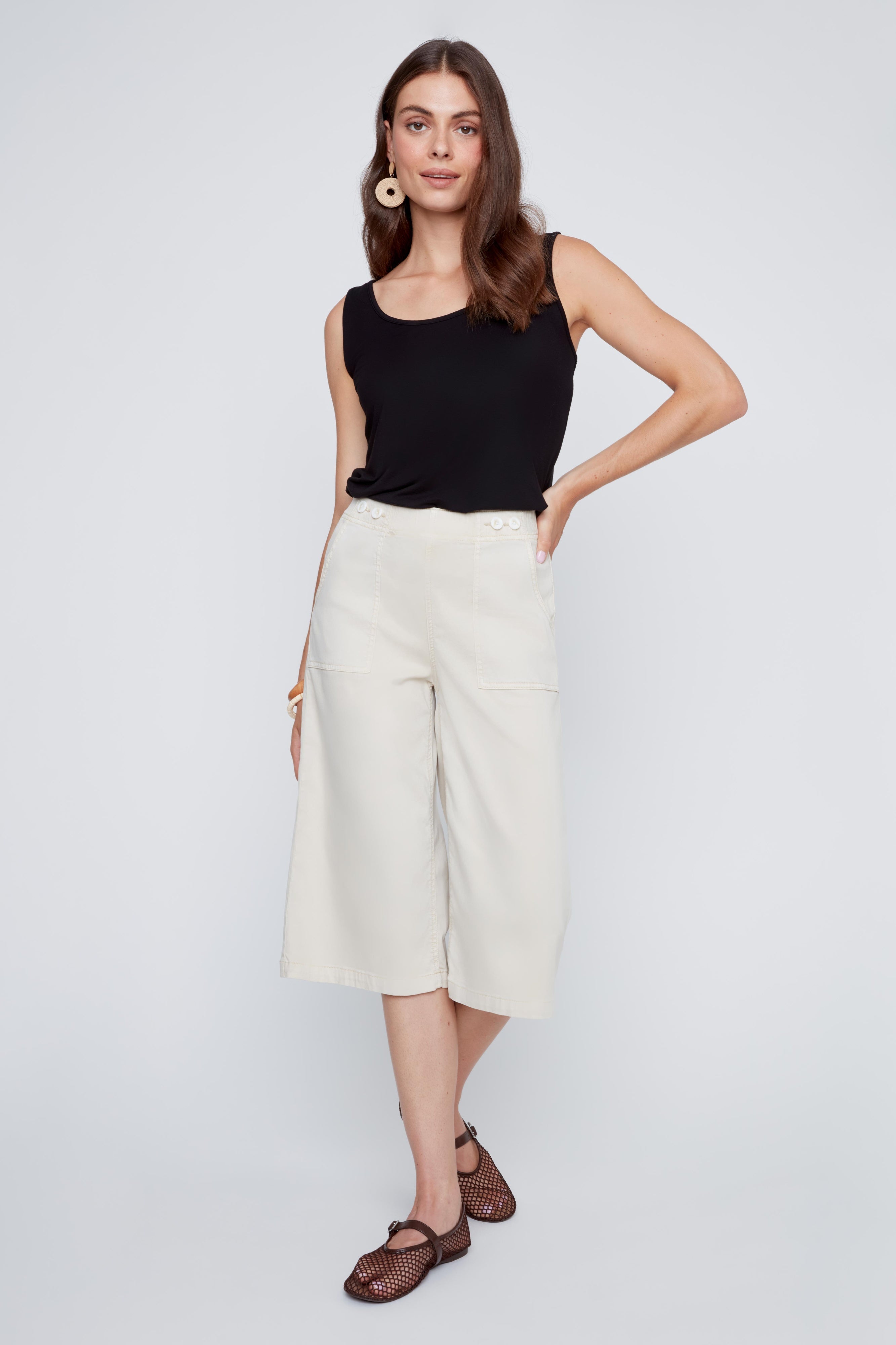 Capri Jambe Large Taille Élastique