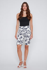 Short Bermuda Taille Élastique Imprimé de Fleurs