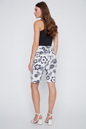 Short Bermuda Taille Élastique Imprimé de Fleurs