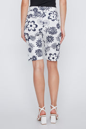 Short Bermuda Taille Élastique Imprimé de Fleurs