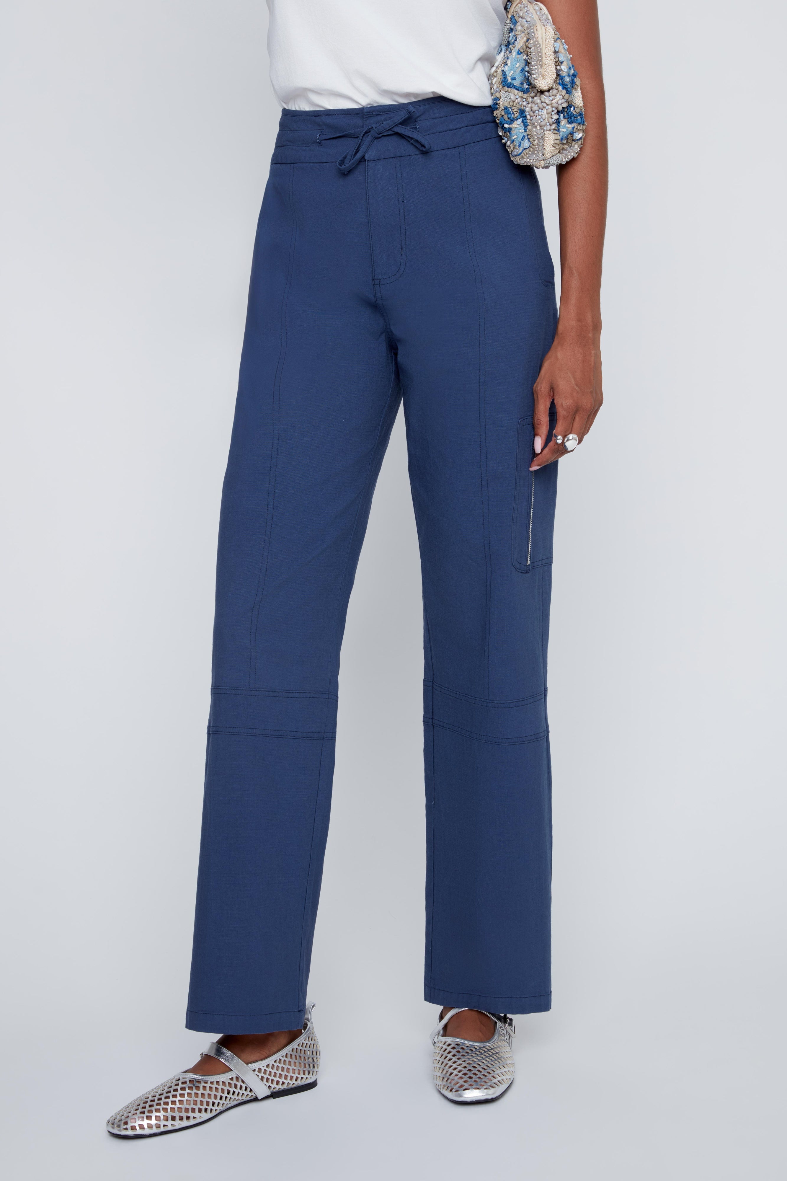 Pantalon Jambe Droite Taille Élastique