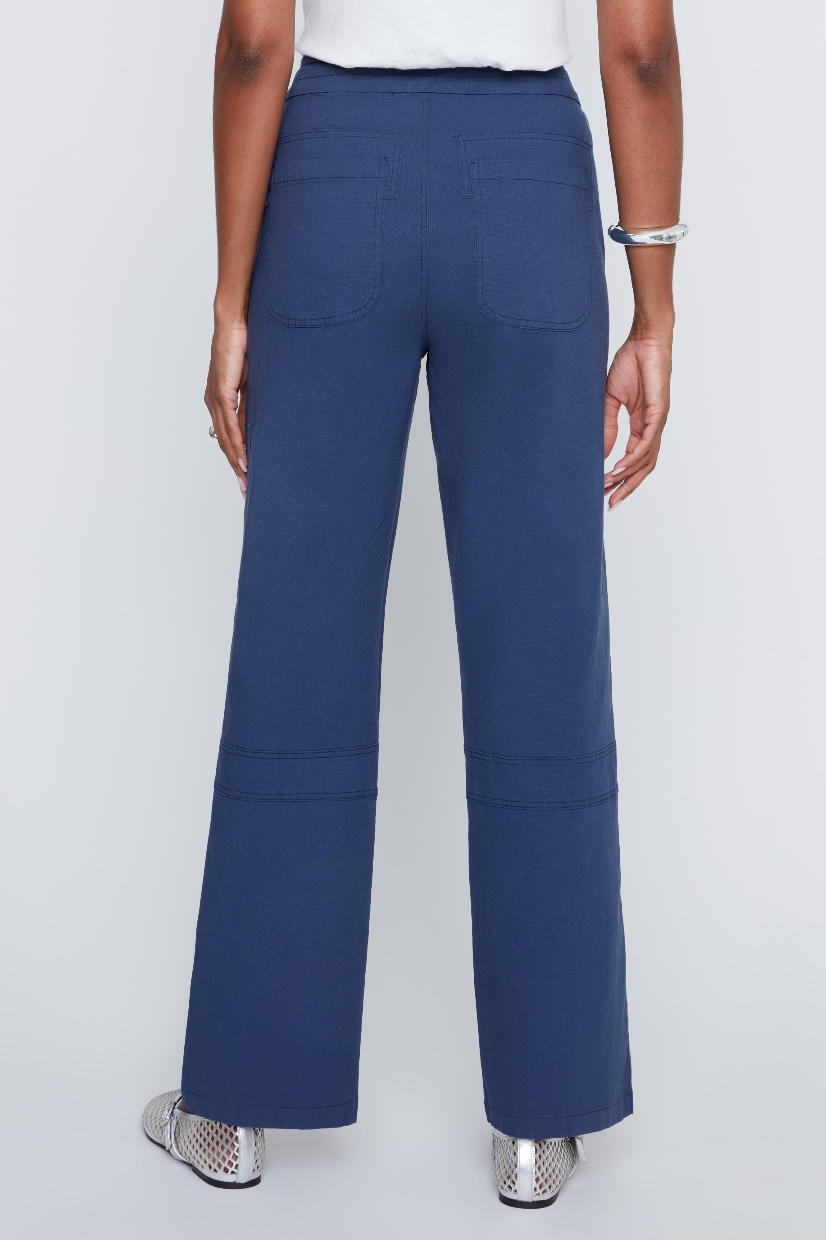 Pantalon Jambe Droite Taille Élastique