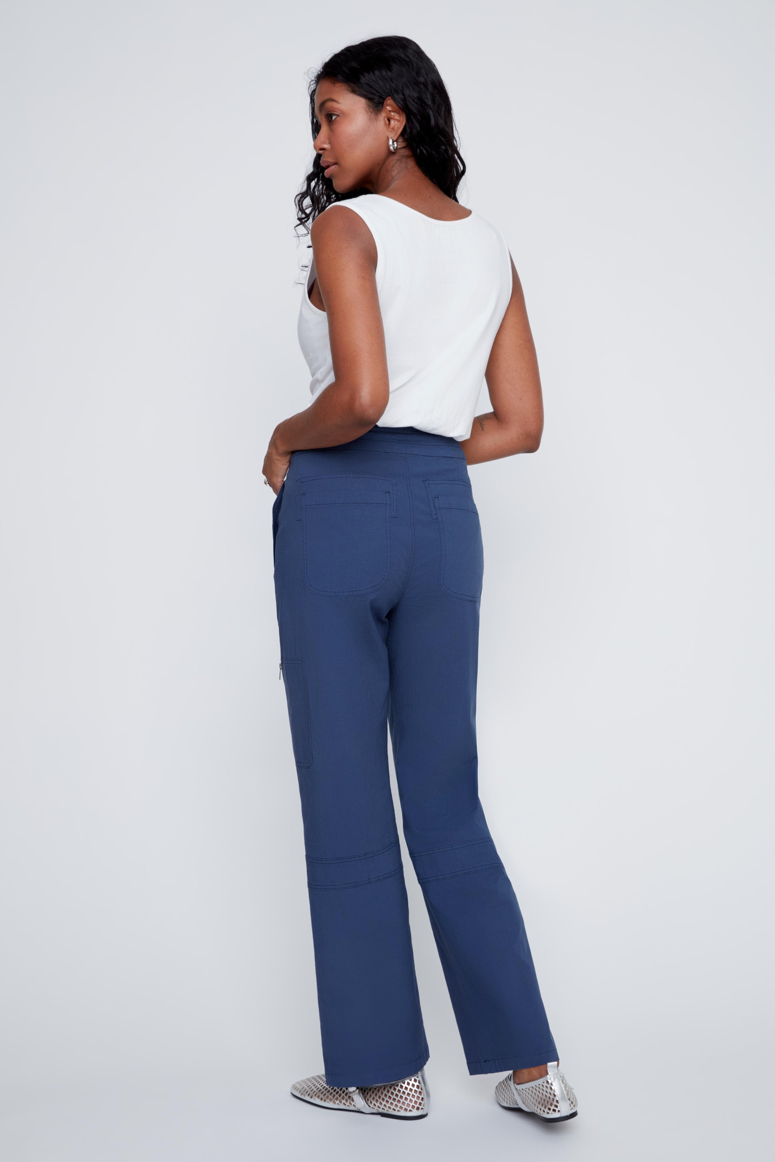 Pantalon Jambe Droite Taille Élastique