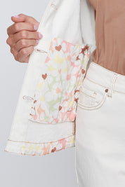 Veston en Jeans à Coutures Contrastées