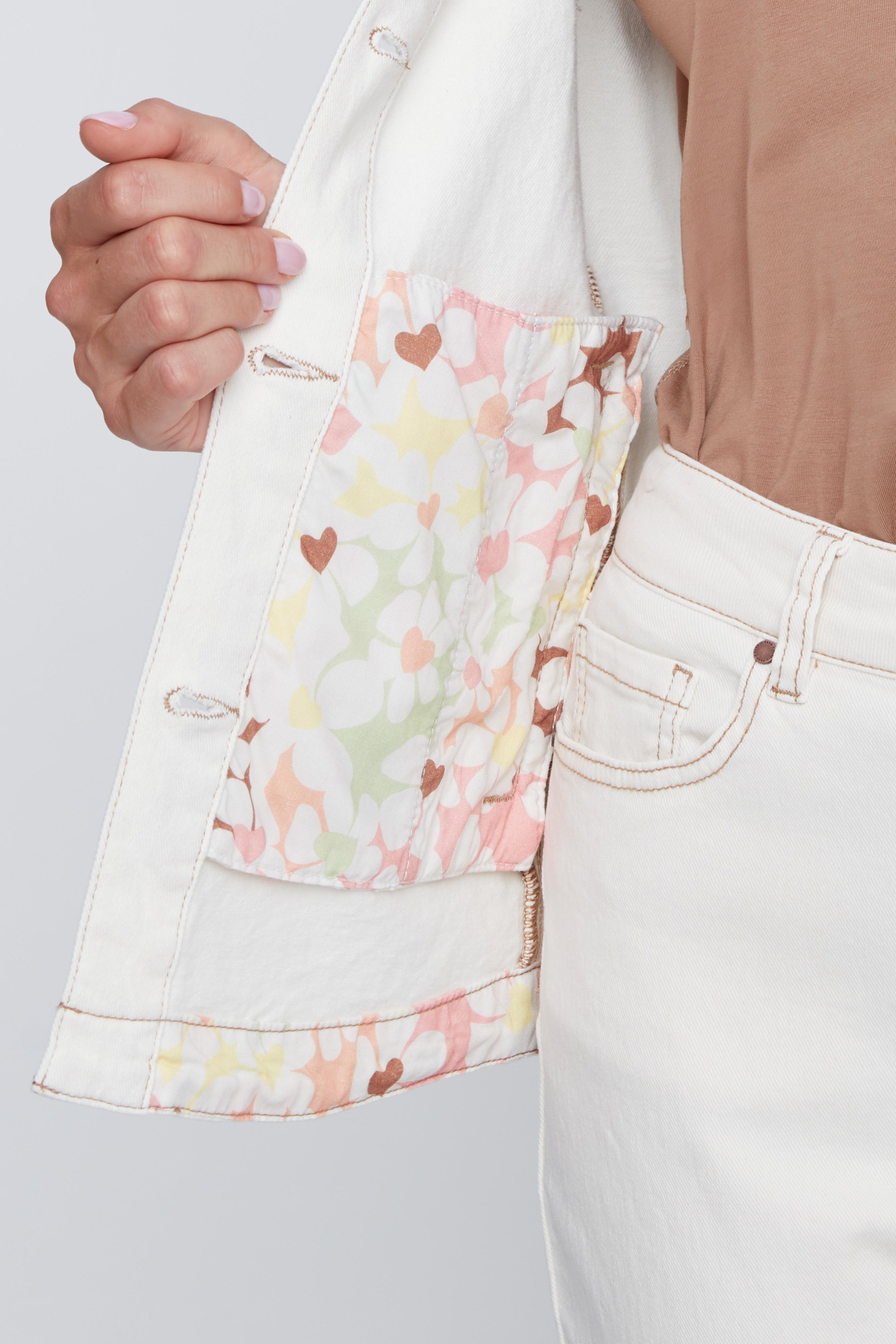 Veston en Jeans à Coutures Contrastées