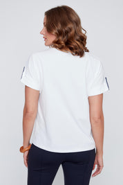 T-Shirt Col Rond Imprimé Coeur et Rayures