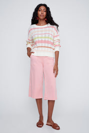 Chandail en tricot Rayé Manche Longue 100% Coton