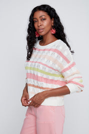 Chandail en tricot Rayé Manche Longue 100% Coton