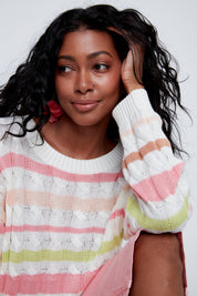 Chandail en tricot Rayé Manche Longue 100% Coton