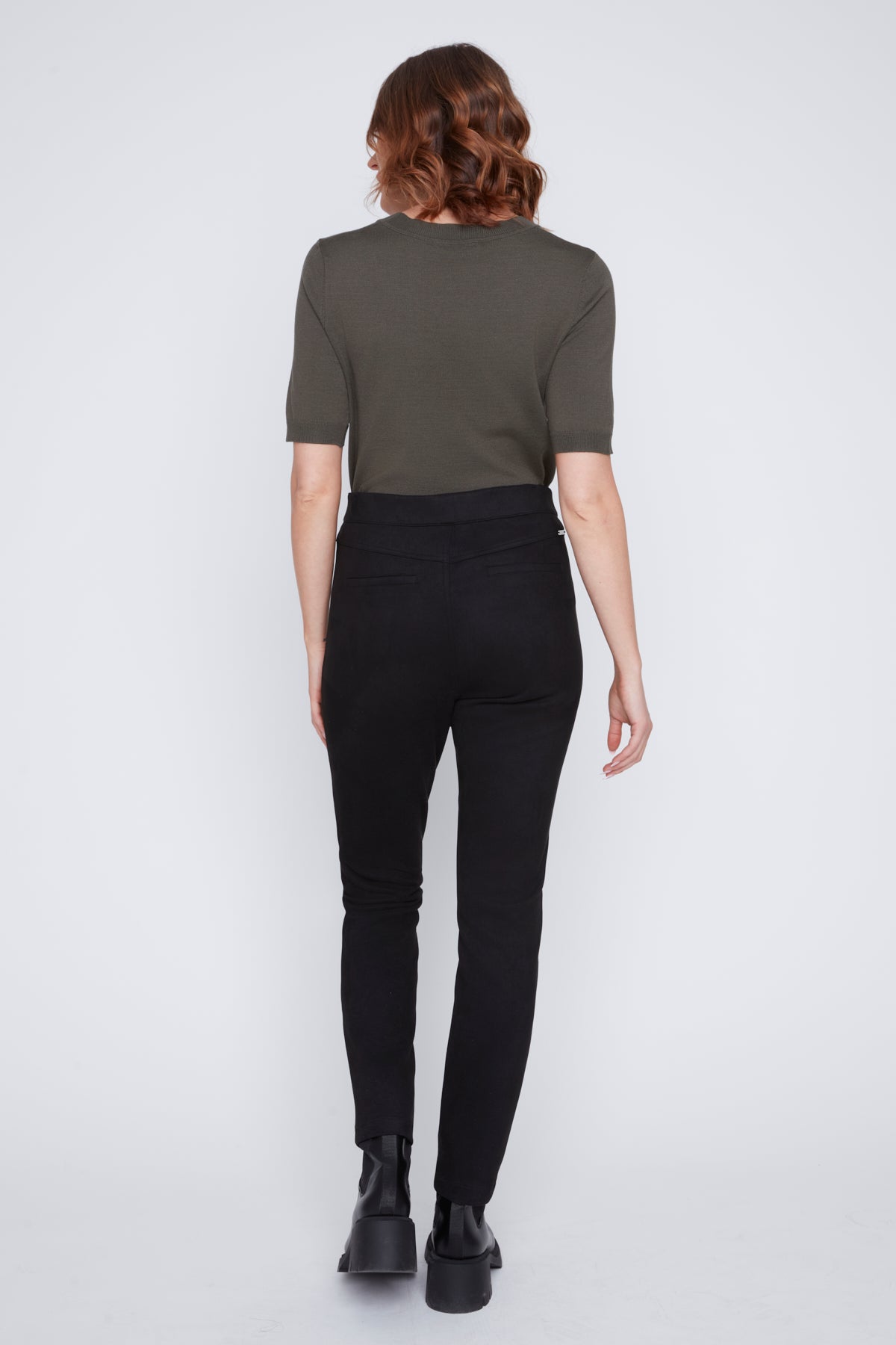 Pantalon Étroit Sans Zip Suède Végan