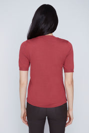 T-Shirt Col Rond en Tricot Fin