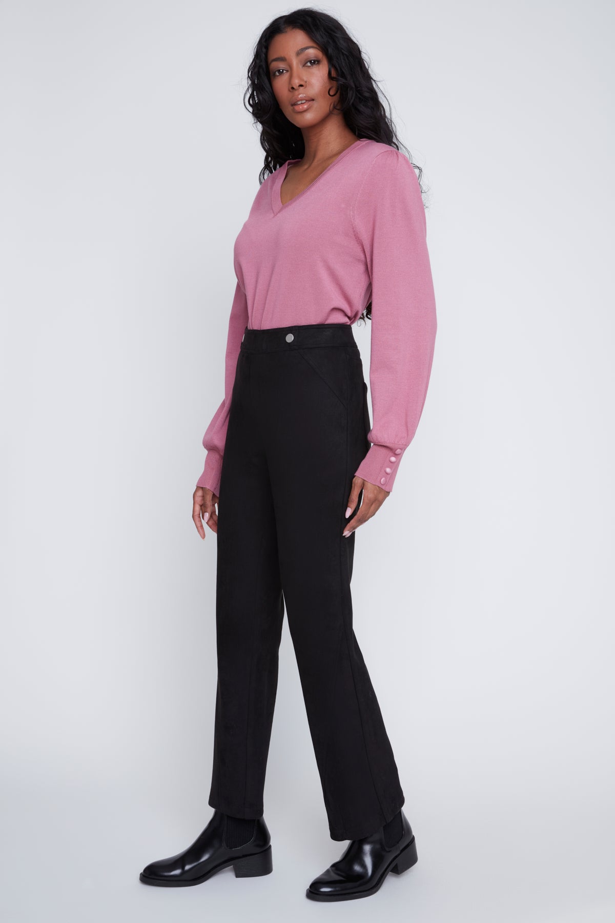 Pantalon Suède Végan Jambe Évasée