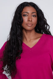 Chandail Tricot Léger Manches Bouffantes Col V