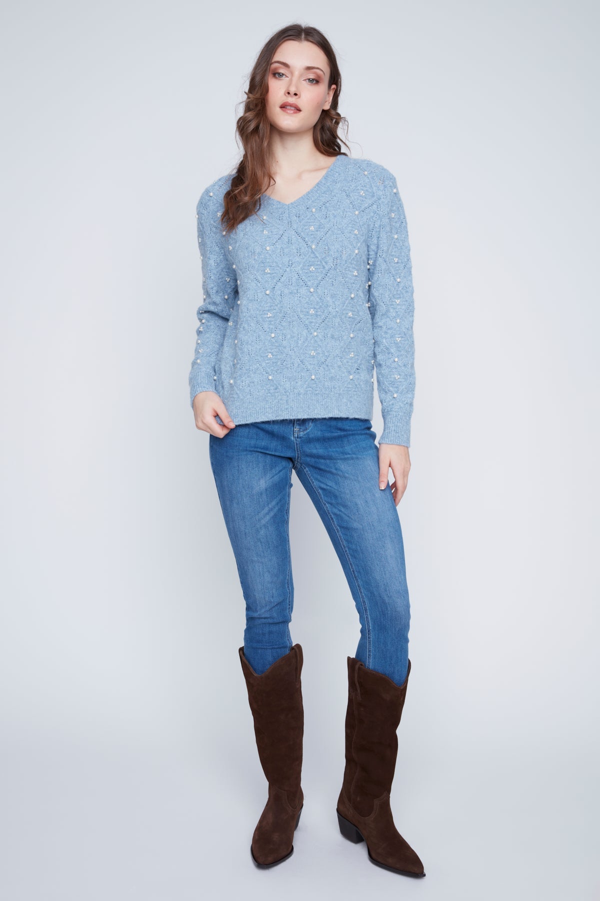 Chandail Avec Perles Col V