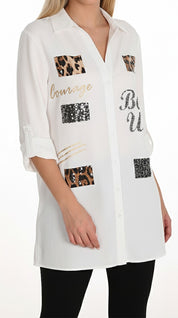 Blouse Tunique Avec Détails Léopard