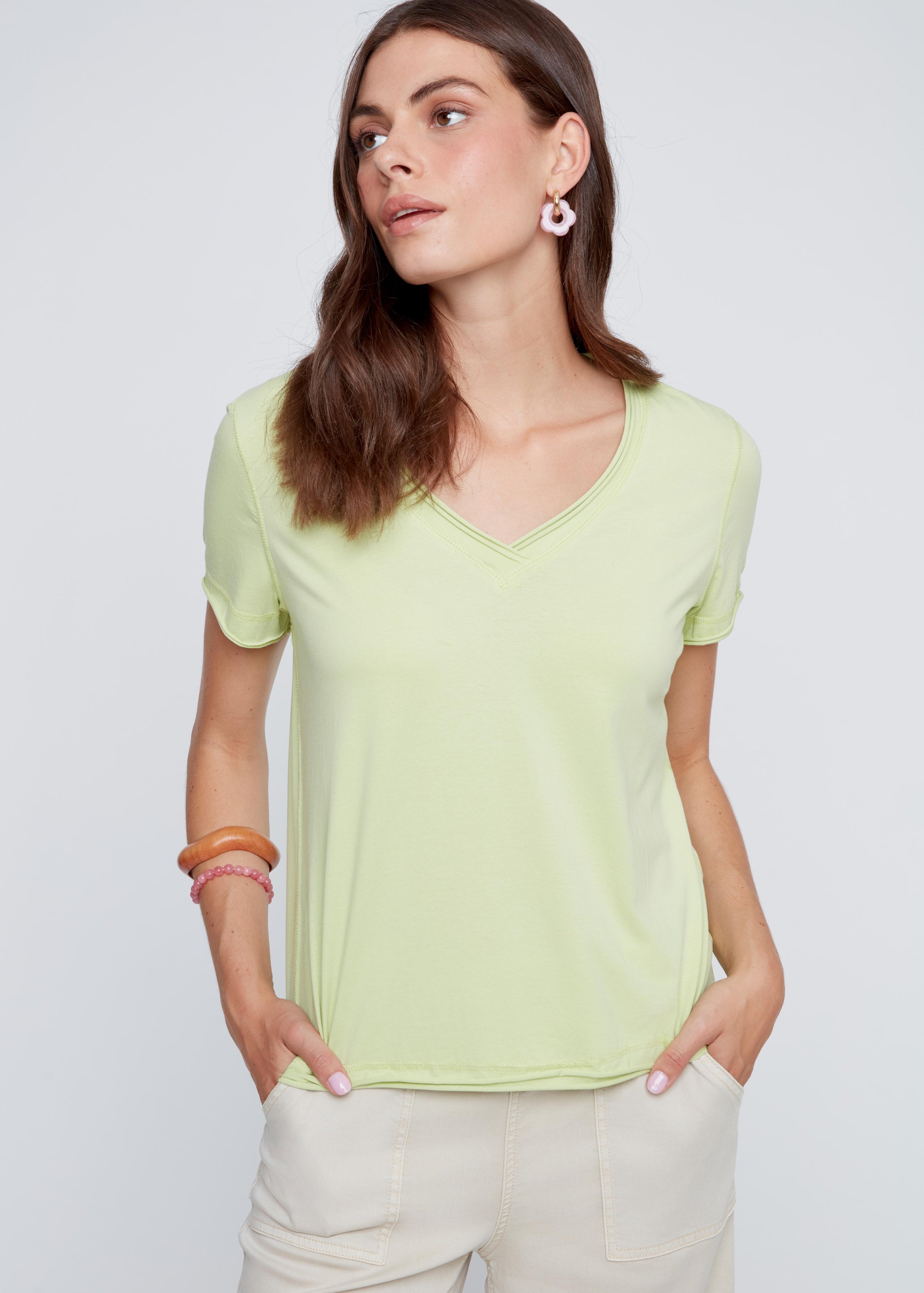 T-Shirt Col en V Uni