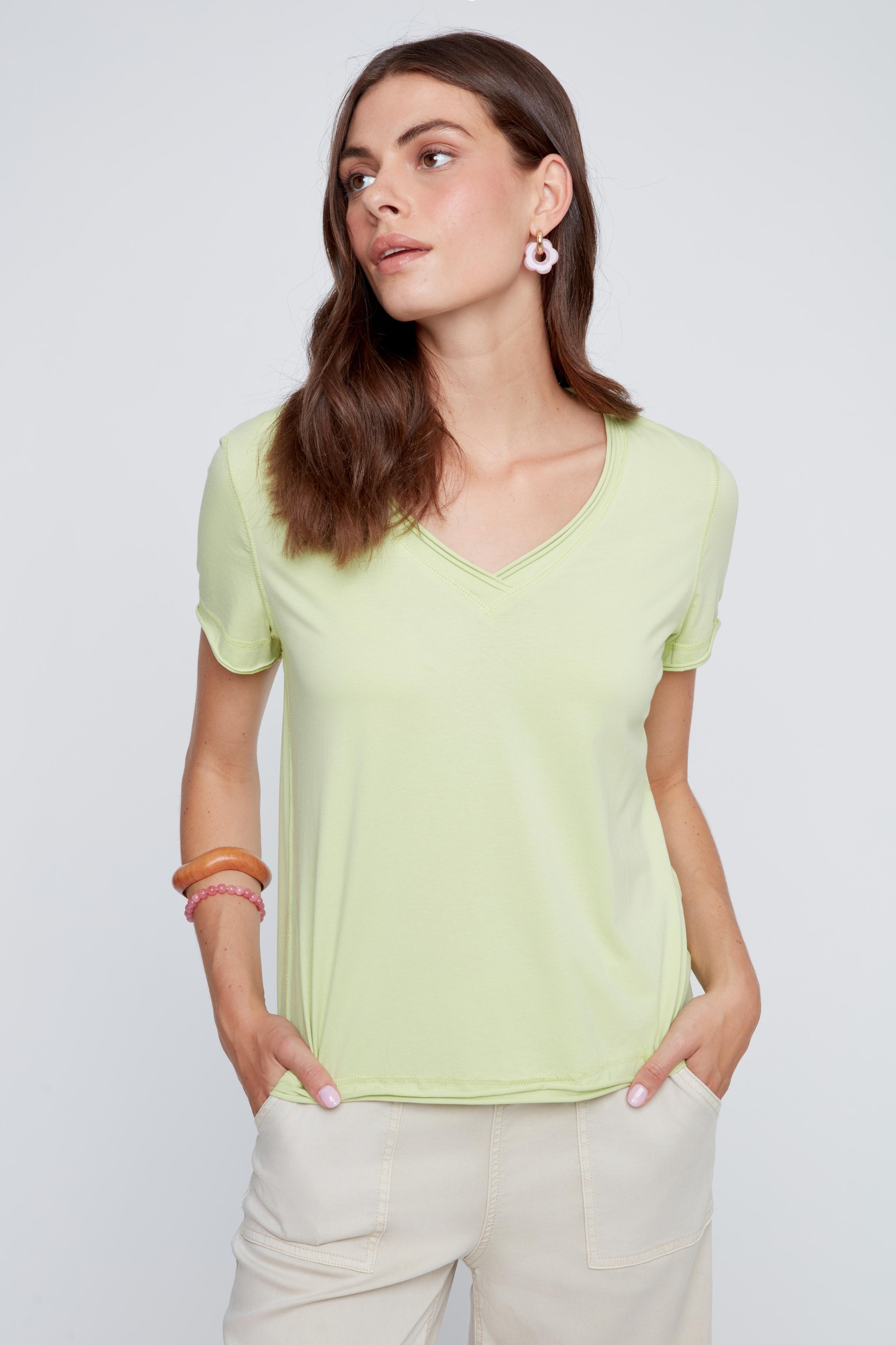 T-Shirt Col en V Uni