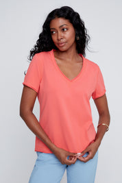 T-Shirt Col en V Uni