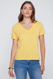 T-Shirt Col en V Uni