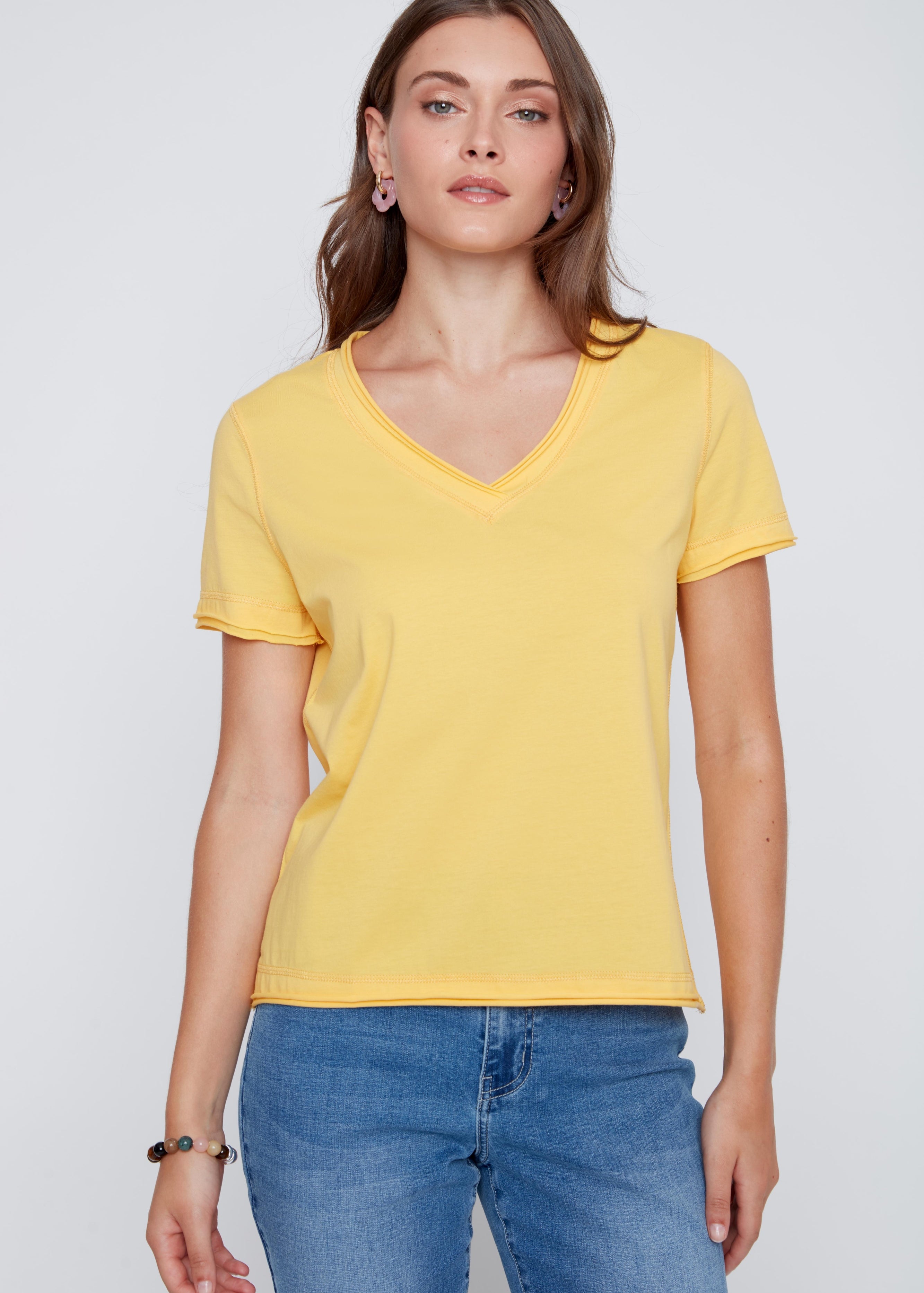 T-Shirt Col en V Uni