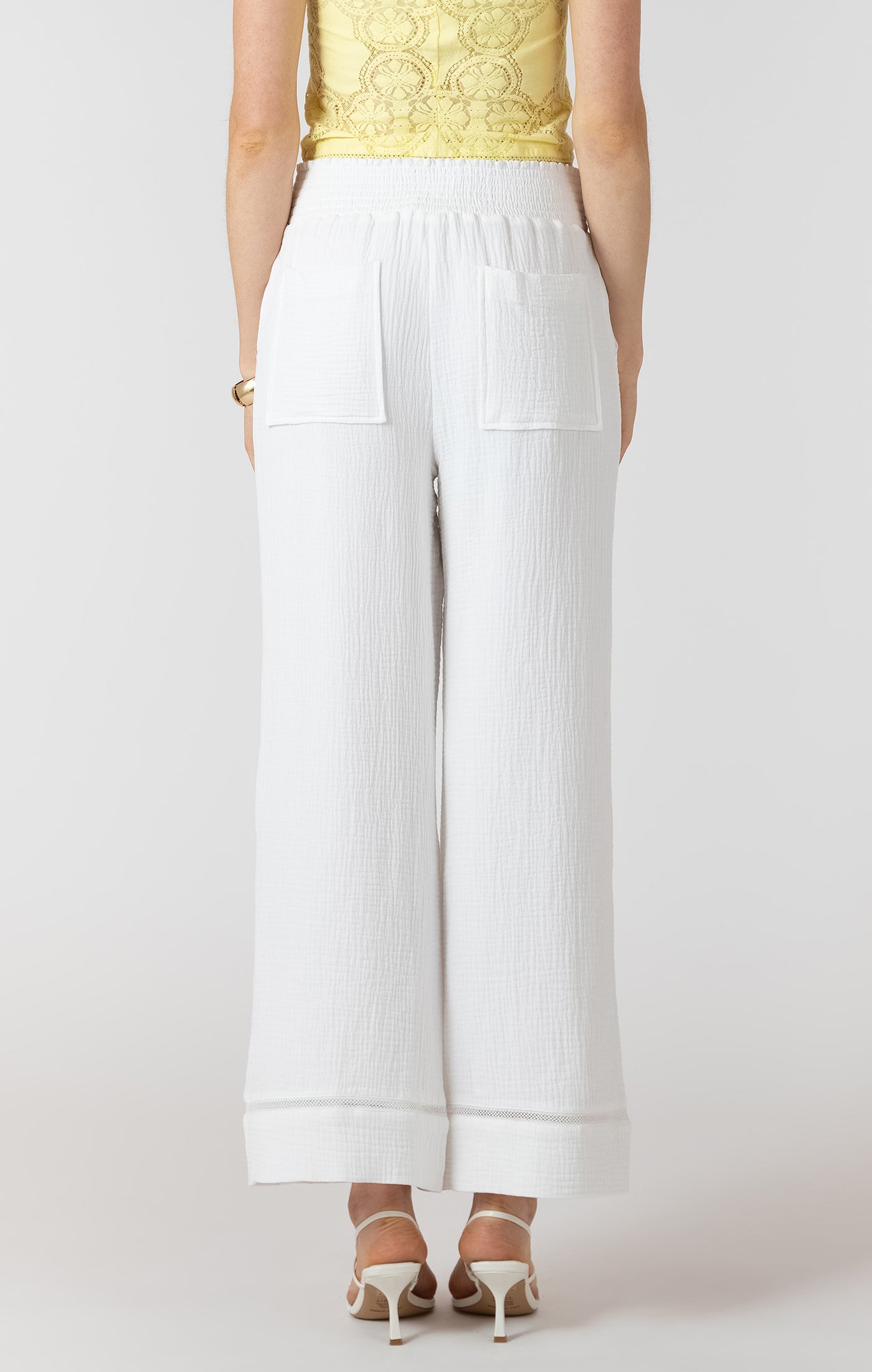 Pantalon à Taille Élastique Tissu Gaufré