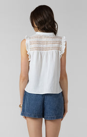 Camisole Haut en Dentelle avec Boutons
