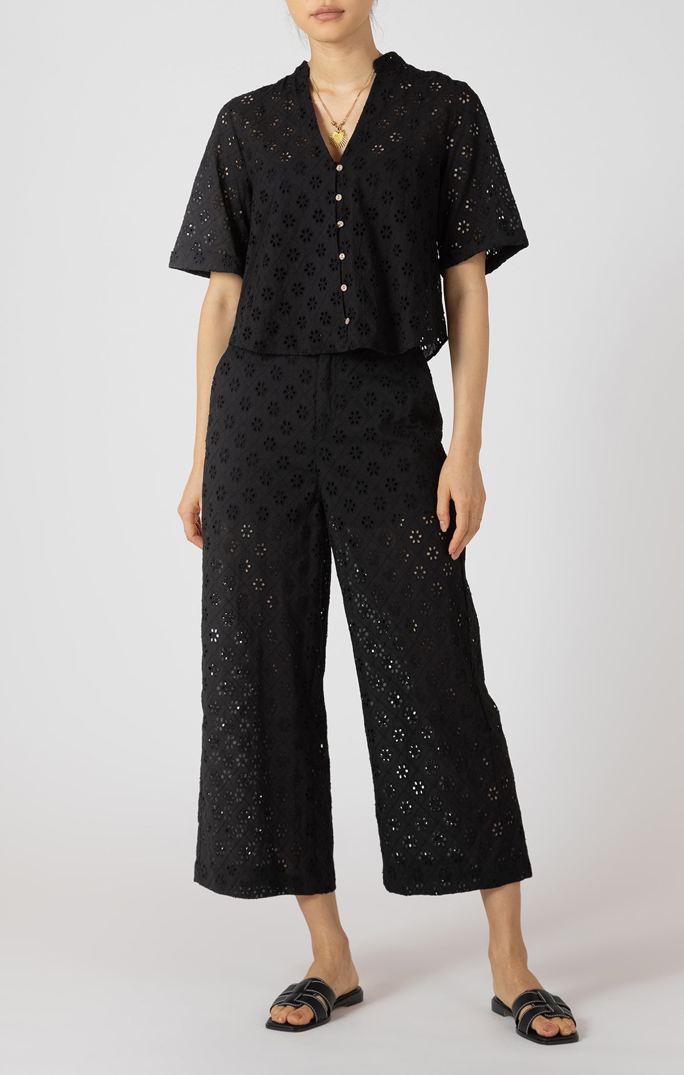 Chemisier Manche Courte en Broderie Anglaise