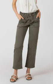 Pantalon 7/8 Jambe Droite avec Cordon à la Taille