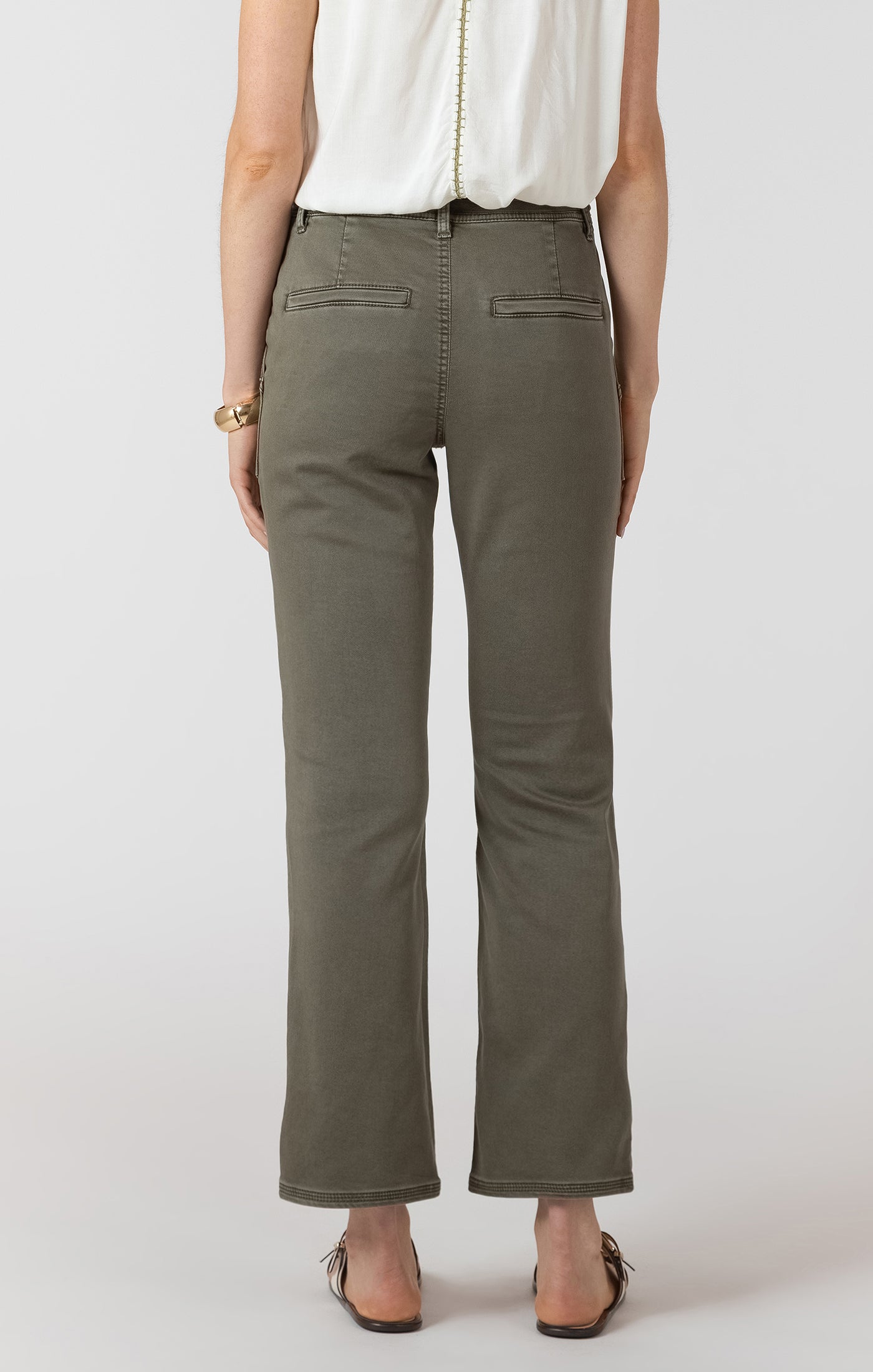 Pantalon 7/8 Jambe Droite avec Cordon à la Taille
