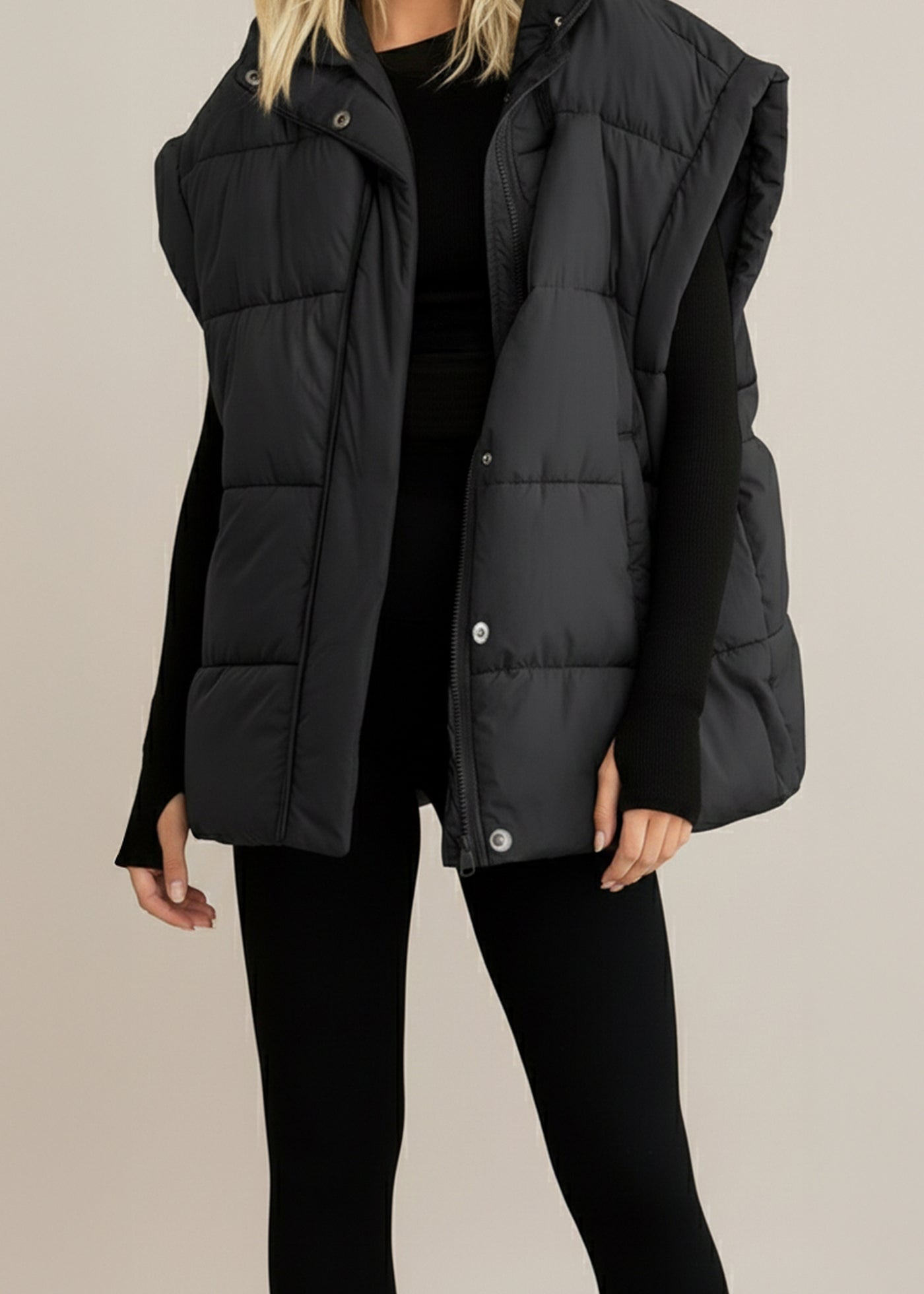 Veste matelassée noire à coupe carrée Room 34 pour femme