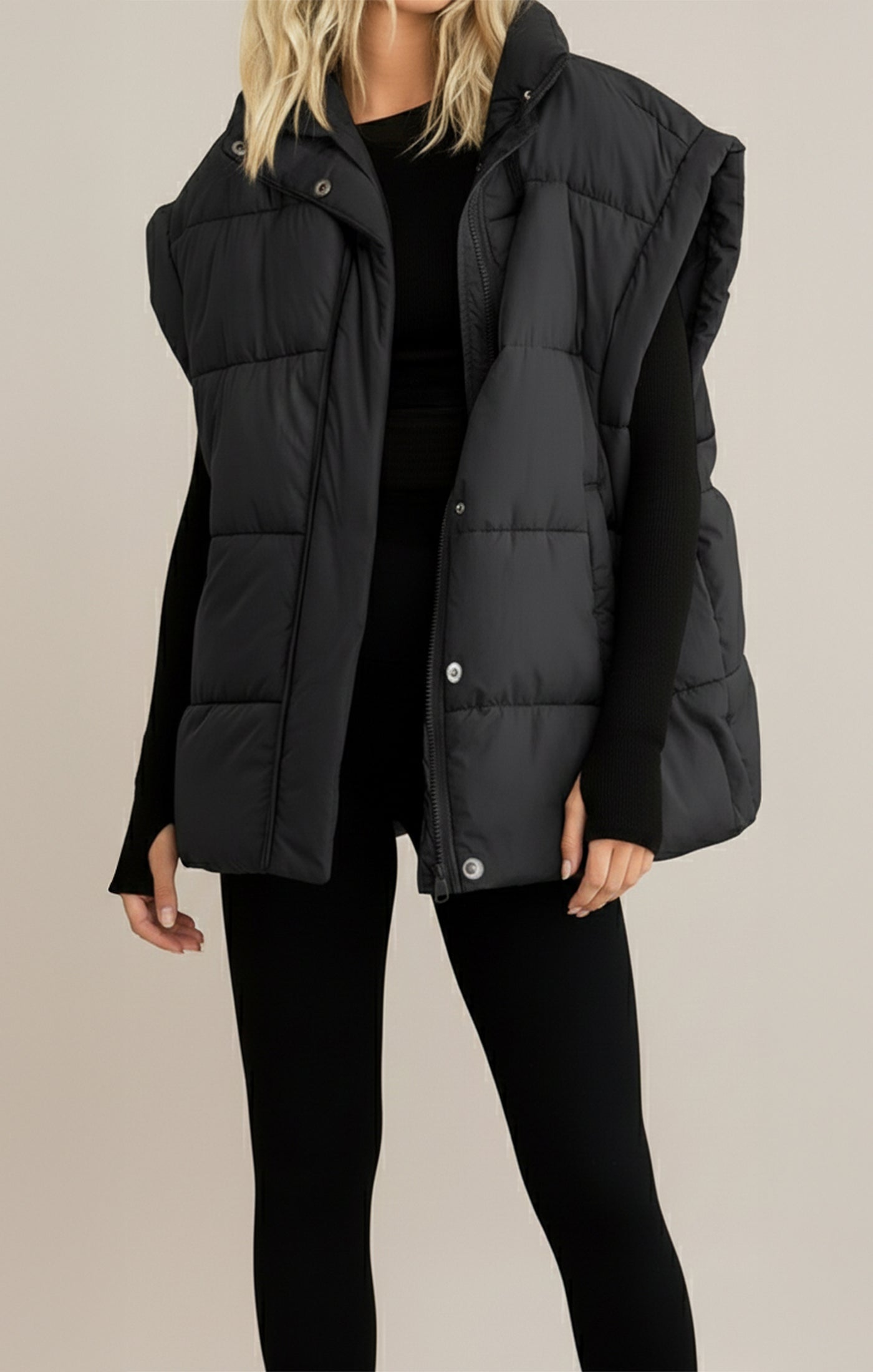Veste matelassée noire à coupe carrée Room 34 pour femme