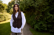 Veste sans manches en tricot chocolat Soya Concept pour femme