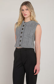 Veste sans manches torsadée grise Room 34 pour femme