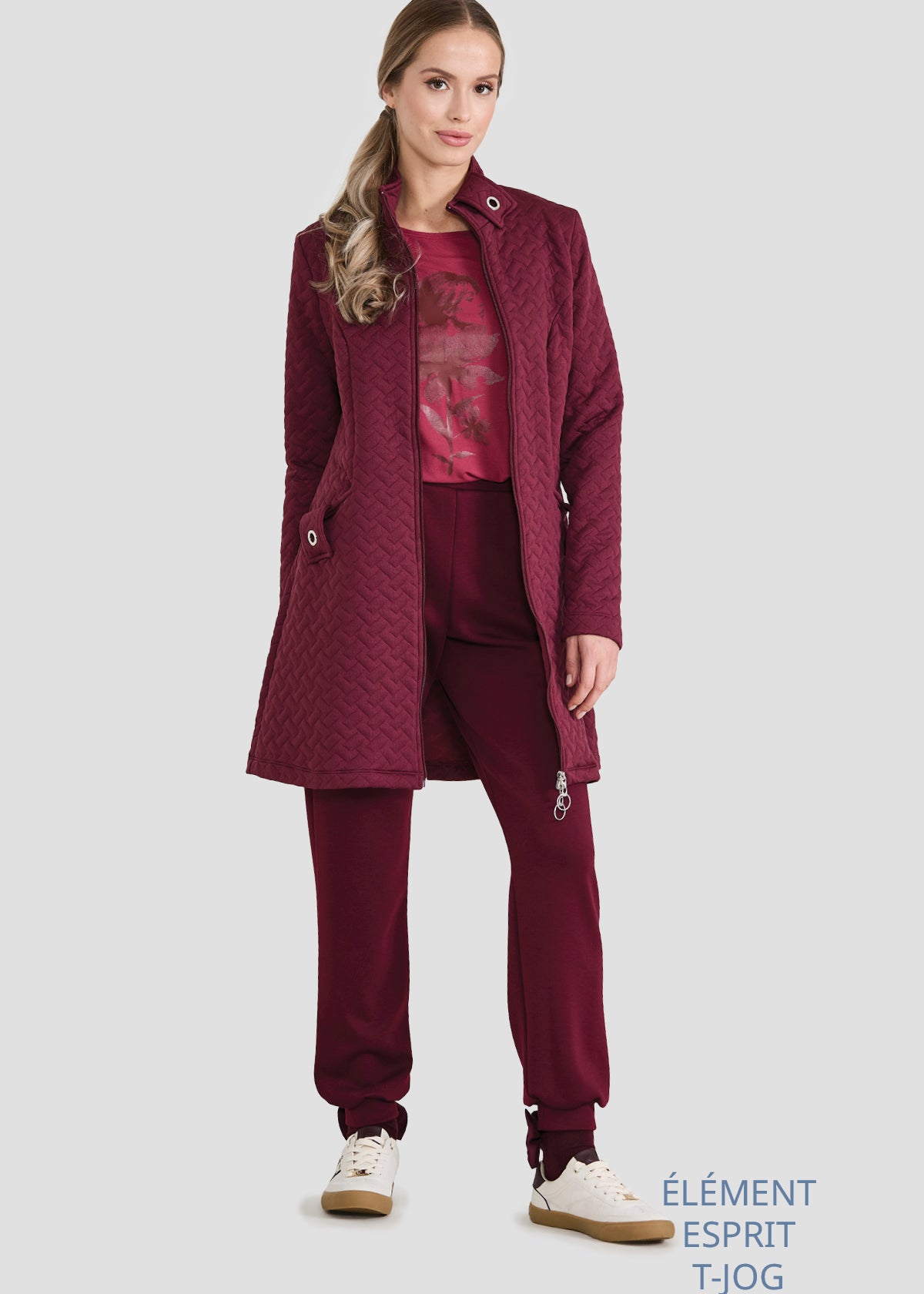 Veste texturée bourgogne prune Élément Luc Fontaine pour femme