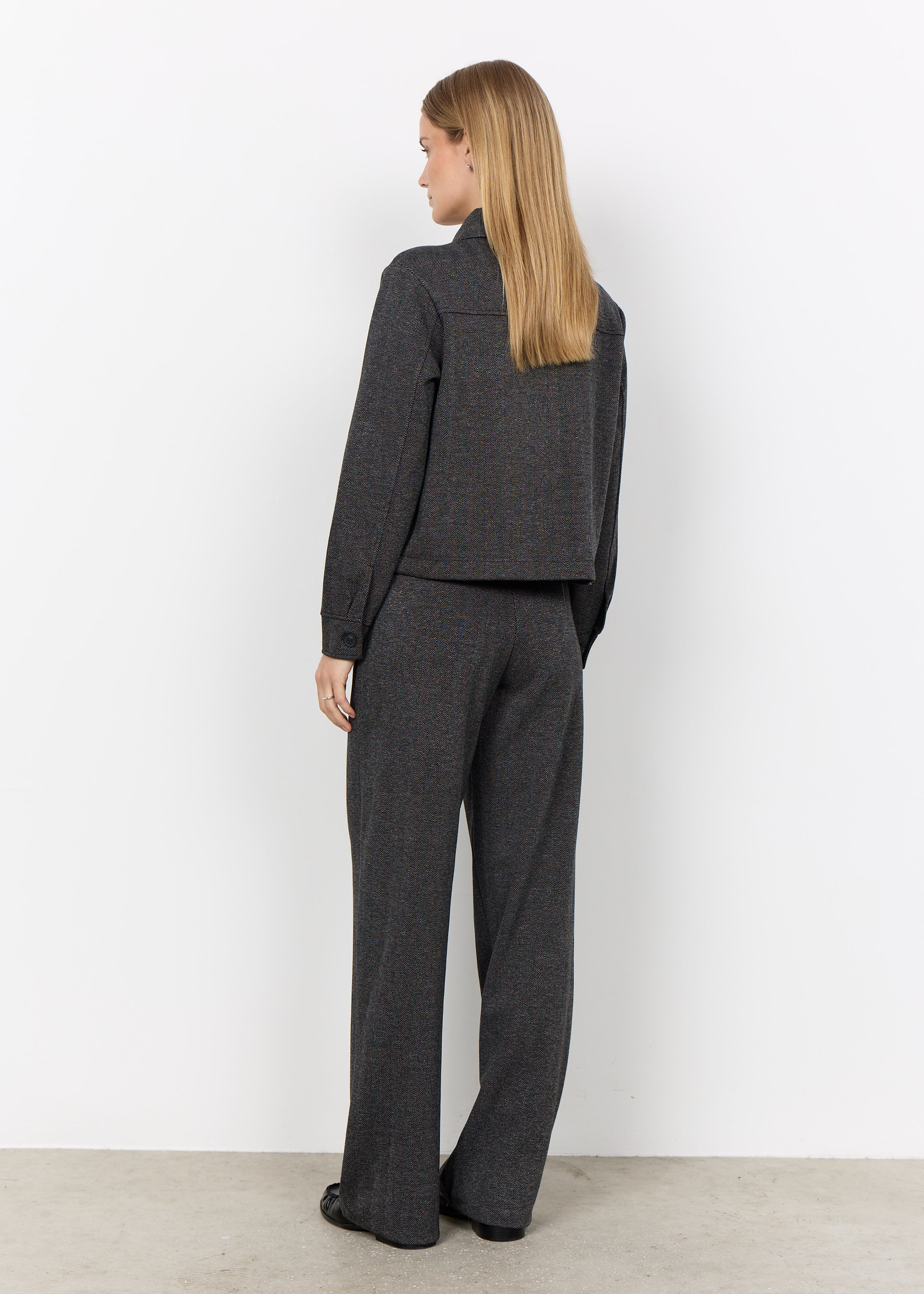 Veston en tricot à motif chevron charbon Soya Concept pour femme