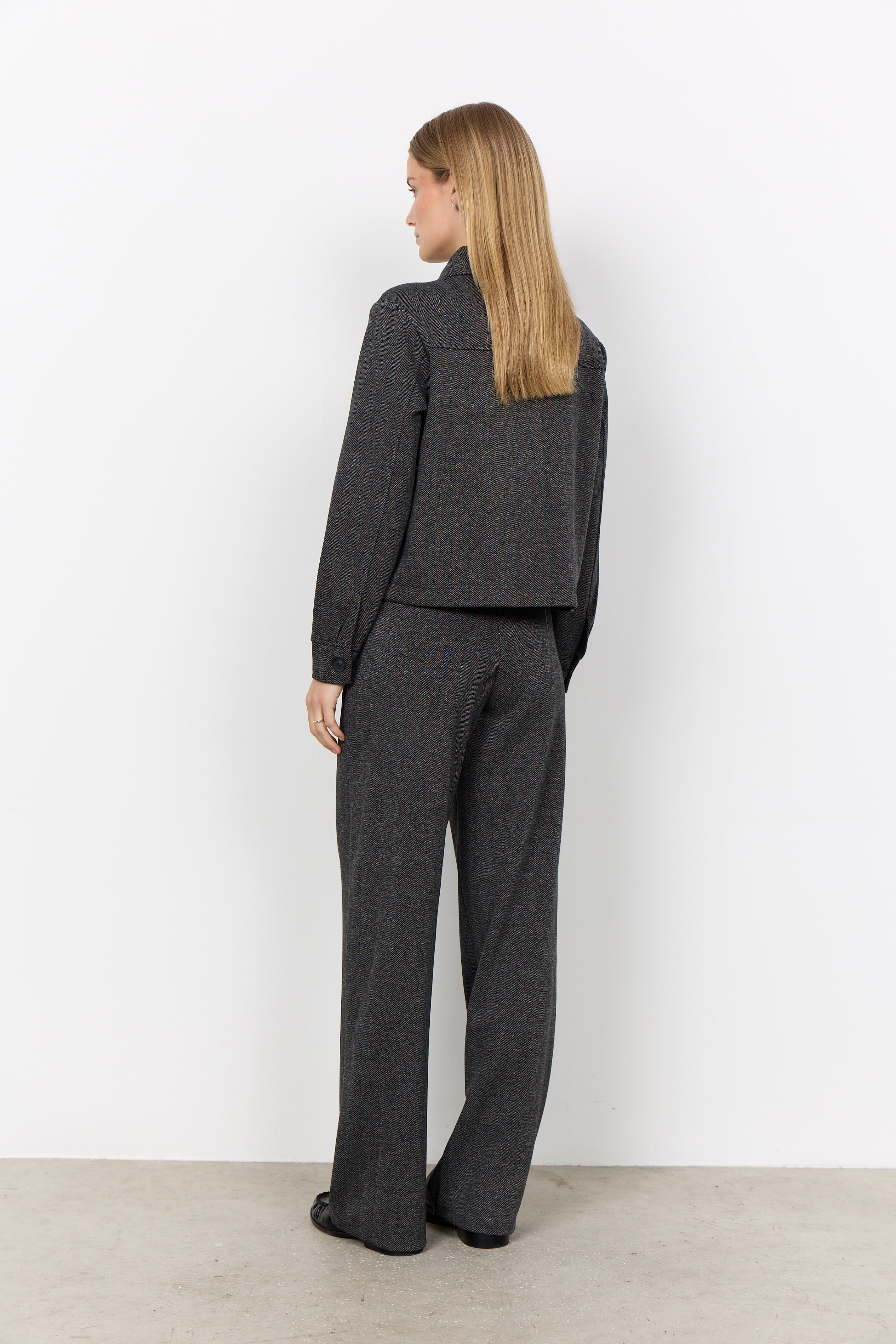 Veston en tricot à motif chevron charbon Soya Concept pour femme